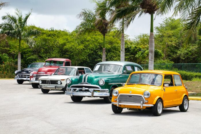 photo of five cars parked